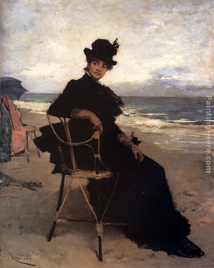 Francisco Miralles A Lady Seated On A Veranda